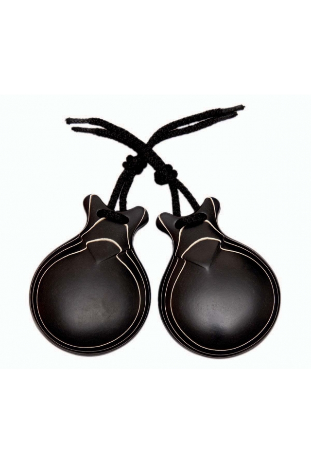 Castagnettes Raffut Fibre Noire Veine Blanche Avec Pointe