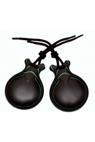Castañuelas Jaleo Fibra Negra Veta Verde Con Pico