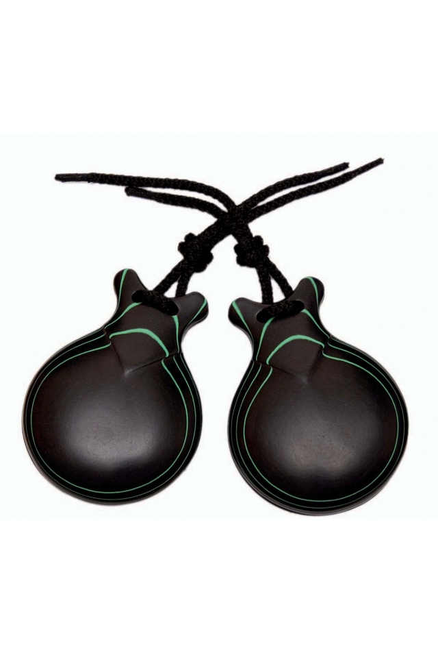 Castañuelas Jaleo Fibra Negra Veta Verde Con Pico