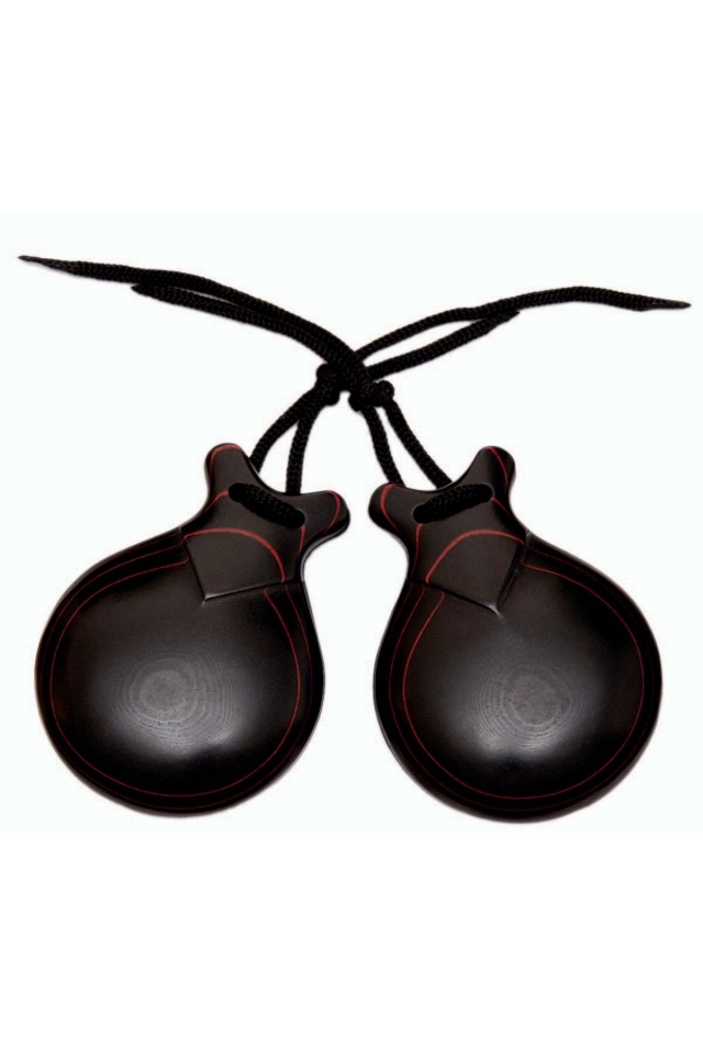Castagnettes Raffut Fibre Noir Veine Rouge Avec Pointe