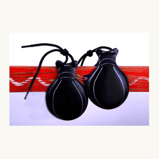Professional Marbled Black Fabric Castanets, the Romance